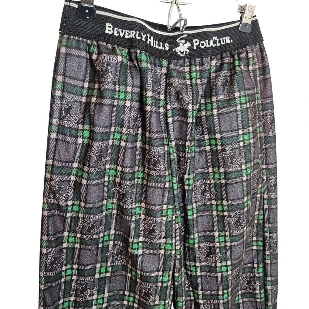 Beverly Hills Polo Club Kids Pajama Pants‎ Gray Green Plaid Size 12/14 B45201-06